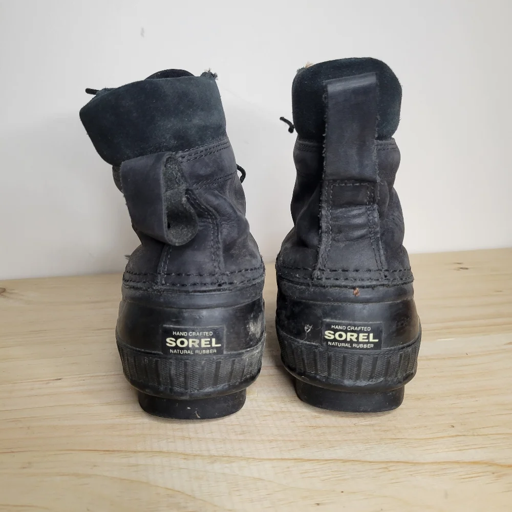 Sorel Cheyanne black leather duck boots 8 - Picture 3 of 5